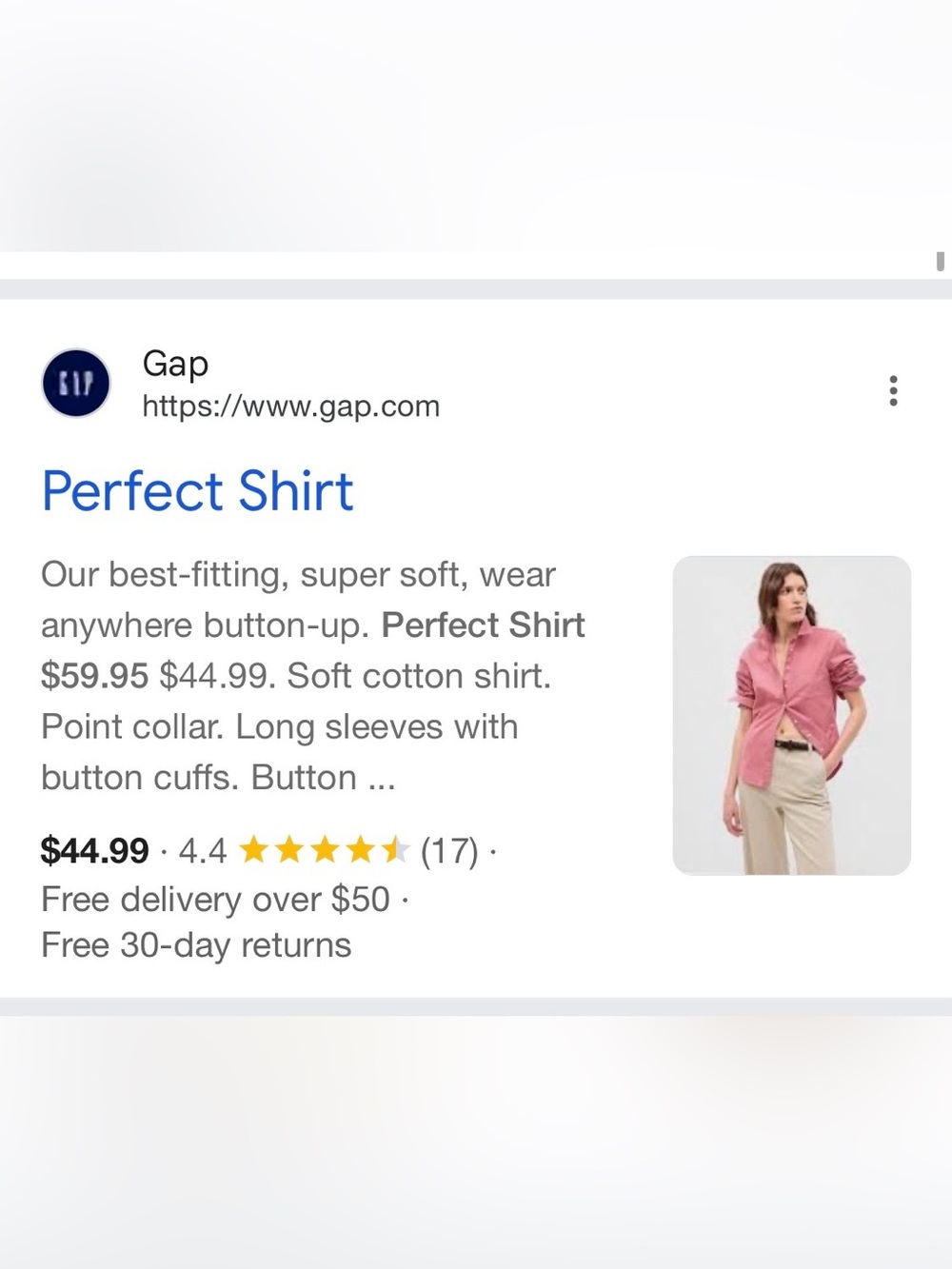 GAP Women’s Perfect Shirt Black Long-Sleeve Shirt